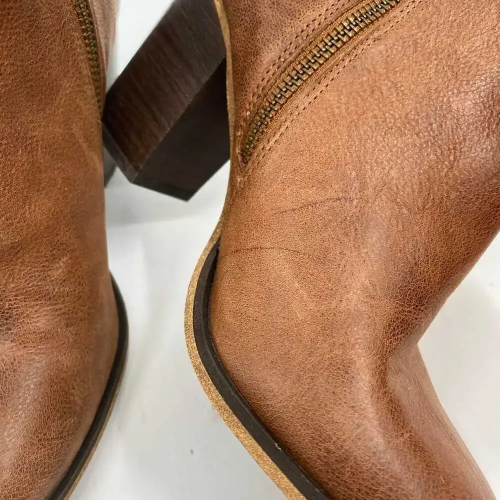 BP Brown Leather Heeled Ankle Booties | Women’s Size 7